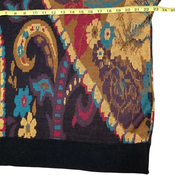 Vintage 80’s 90’s Colorful Floral Paisley Sweater Retro Funky Gold Men’s Large - Picture 8 of 9
